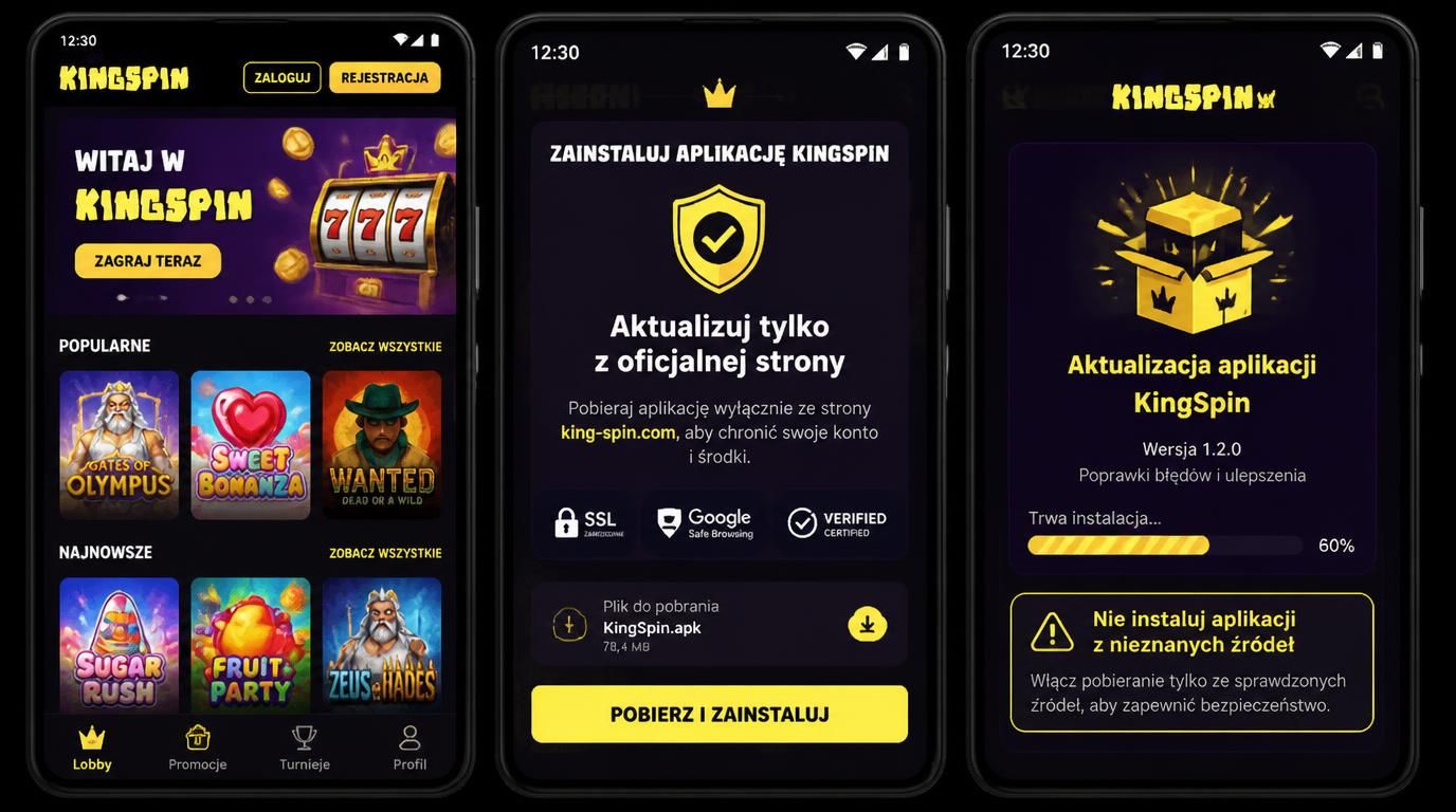 Ekran procesu aktualizacji aplikacji Kingspin na Androidzie