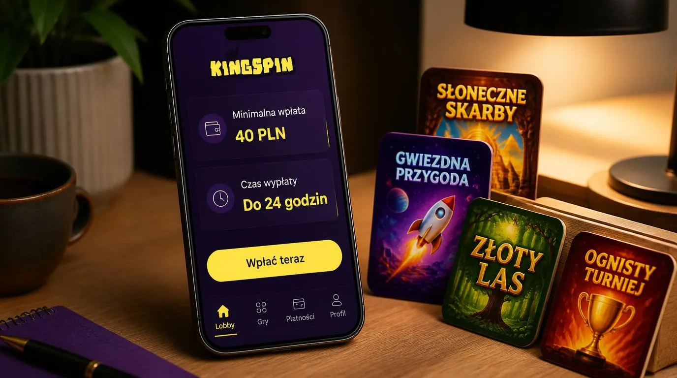 Telefon z widoczną wpłatą 40 PLN, terminem wypłaty do 24 godzin i wyborem gier kasynowych